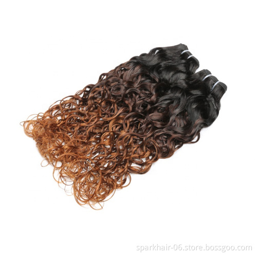 9a 100g SPARK Ombre Brazilian Remy Human Hair Weaving Bundle for Women Weave Hair Extension Black Brown Water Wave 1b/4/30